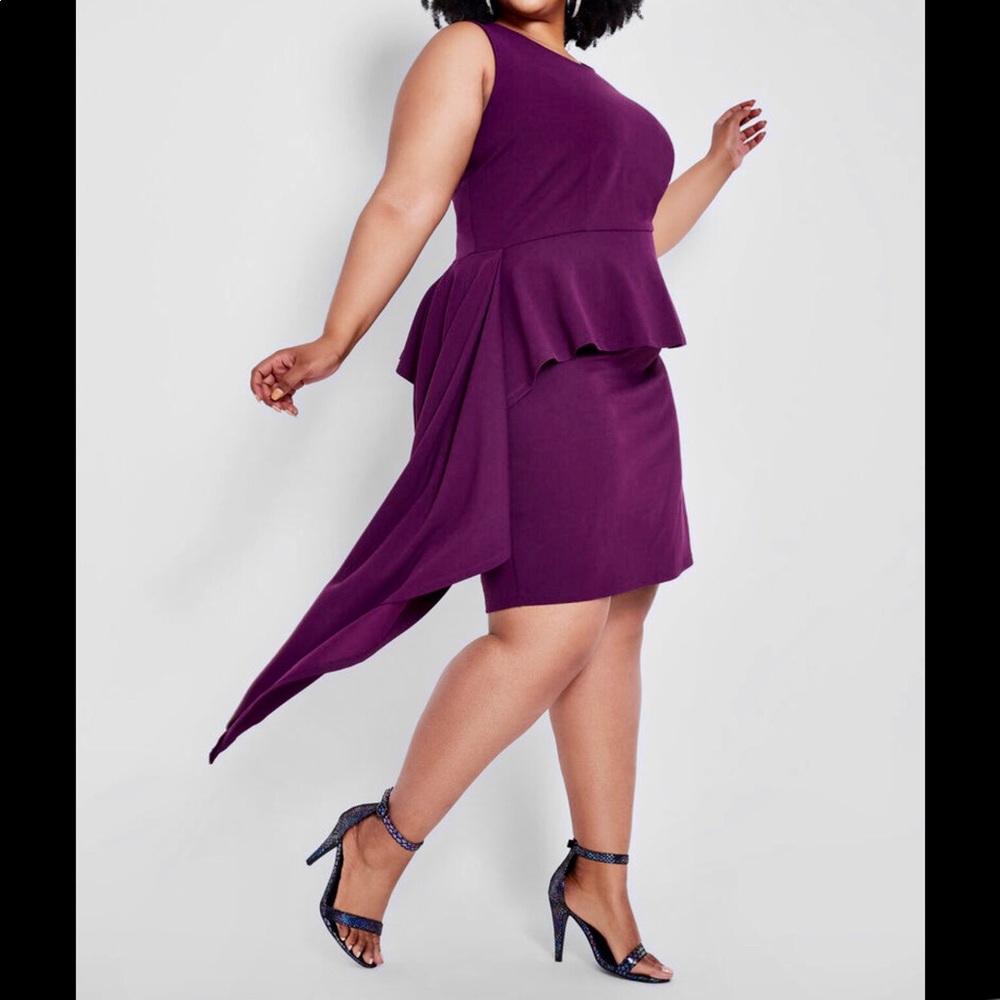 18/20 new ASHLEY STEWART purple long peplum dress